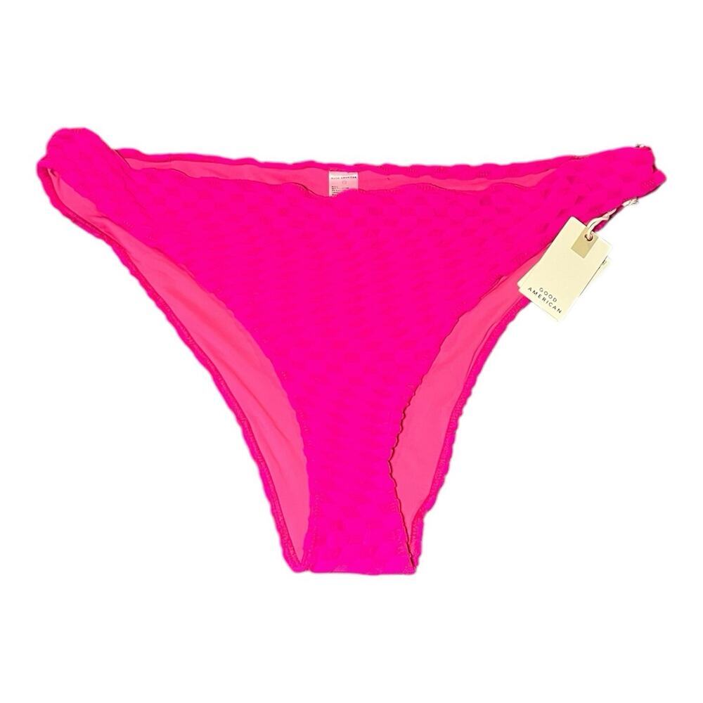 NWT Good American Swim Bottom Women’s Hawaiian Pink Jacquard Bikini Cheeky 7 4X‎